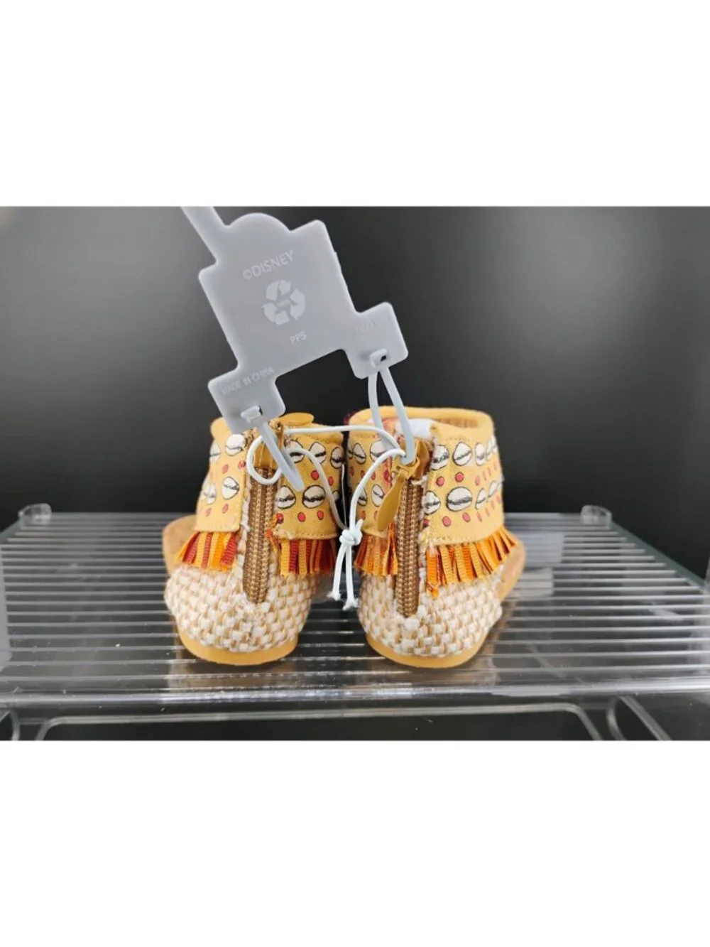 Disney Moana Cork Sole Toddler Sandals With Fringe & Beaded Design Size 7/8